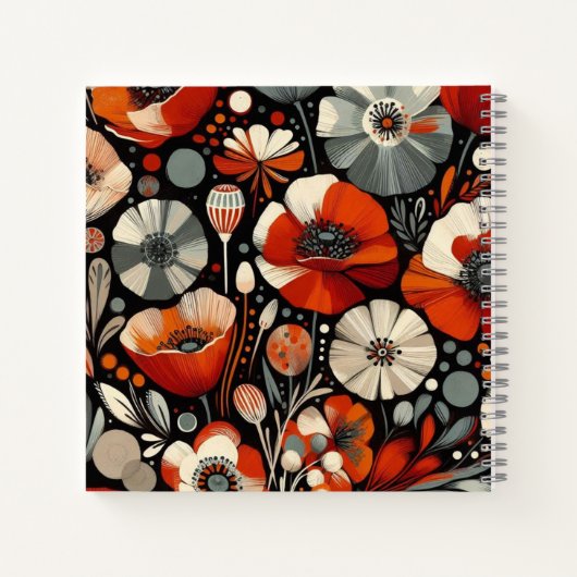 Rote Pflaumen mit Asche-Grau-Akzenten, muffig bläs Notizblock (Rückseite)