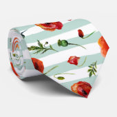 Rote Pflaumen mit Pastellblau und weißen Streifen Krawatte (Gerollt)