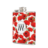 Rote Pflaumen Muster und Monogramm Flachmann (Links)