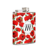 Rote Pflaumen Muster und Monogramm Flachmann (Rechts)