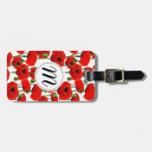 Rote Pflaumen Muster und Monogramm Gepäckanhänger (Vorderseite horizontal)