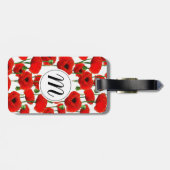 Rote Pflaumen Muster und Monogramm Gepäckanhänger (Rückseite horizontal)