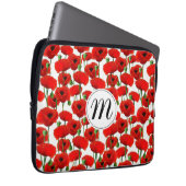 Rote Pflaumen Muster und Monogramm Laptopschutzhülle (Vorne Rechts)