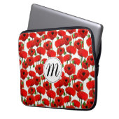 Rote Pflaumen Muster und Monogramm Laptopschutzhülle (Vorderseite Links)