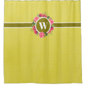 Rote Pflaumen, rosa Rosen, Kraut-Monogramm Duschvorhang (Vorderseite)