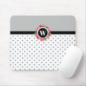 Rote Pflaumen, rosa Rosen, Monogramm Mousepad (Mit Mouse)