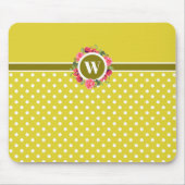 Rote Pflaumen, rosa Rosen, Monogramm Mousepad (Vorne)