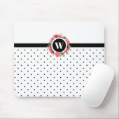 Rote Pflaumen, rosa Rosen, Monogramm Mousepad (Mit Mouse)