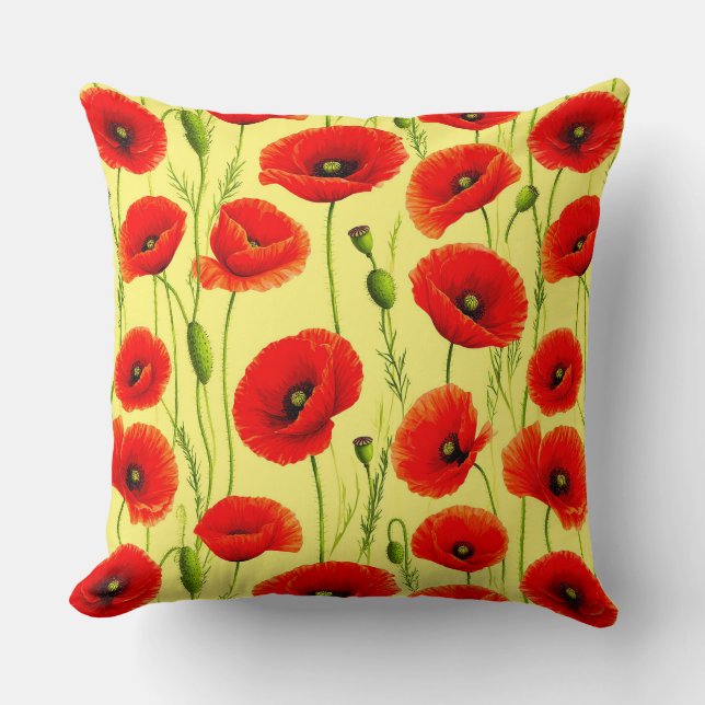 Rote Pflaumen und Grüne Stiele Kissen (Vorderseite)