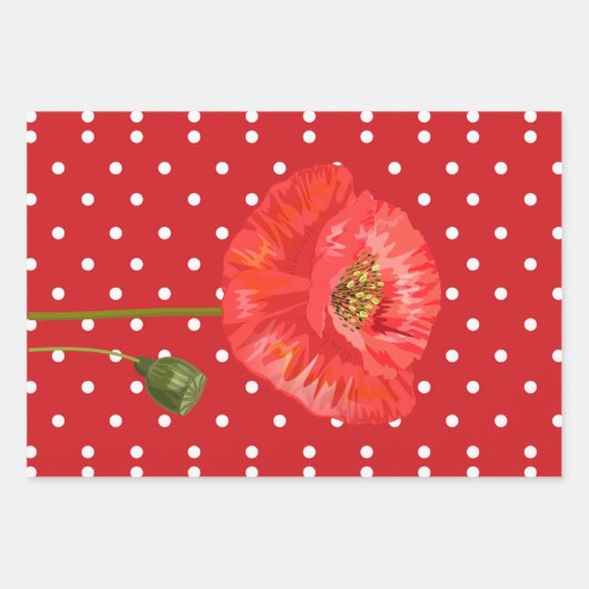 Rote Pflaumen und Polka-Punkte Geschenkpapier Set (Vorderseite 3)