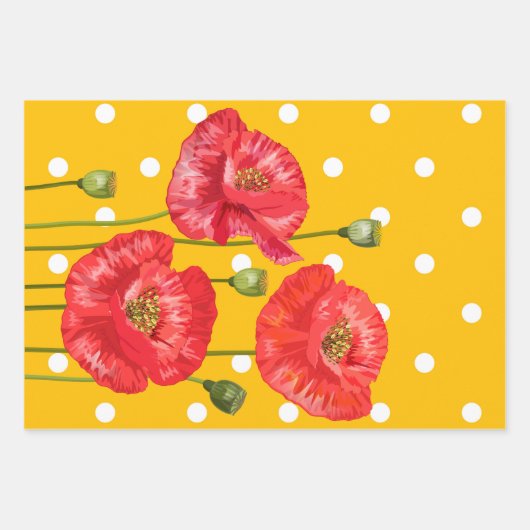 Rote Pflaumen und Polka-Punkte Geschenkpapier Set (Vorderseite)