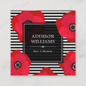 Rote Pflaumen und schwarze Streifen Quadratische Visitenkarte (Vorderseite)