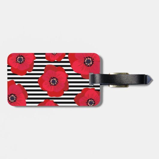 Rote Pflaumen und Streifen - Mit Monogramm Gepäckanhänger (Rückseite horizontal)