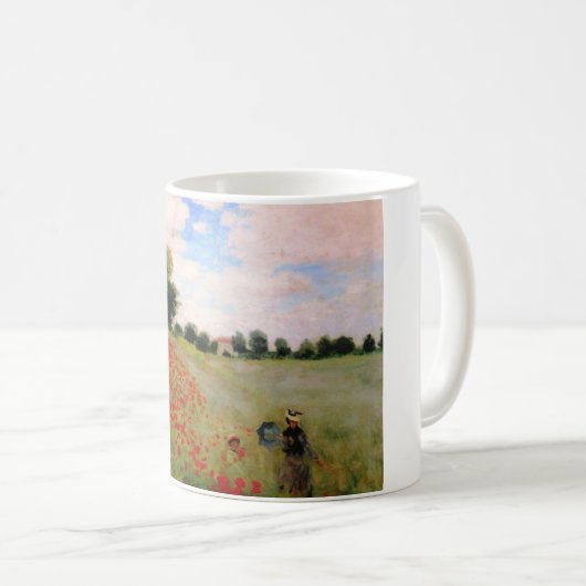Rote Pflaumen von Monet - Mohnfeld Parasol-Frau Kaffeetasse (VorderseiteRechts)