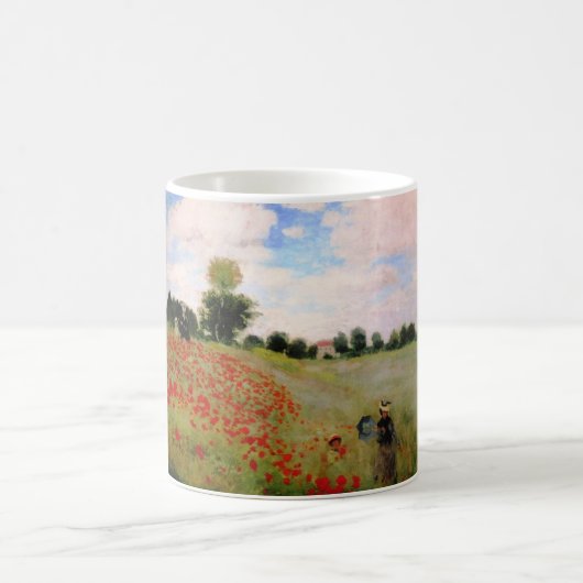 Rote Pflaumen von Monet - Mohnfeld Parasol-Frau Kaffeetasse (Mittel)