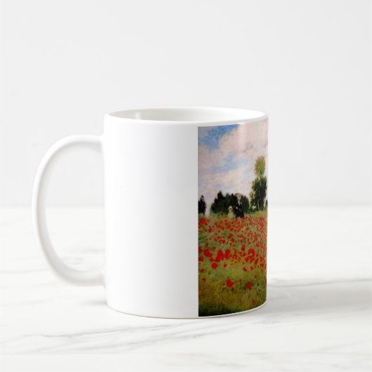 Rote Pflaumen von Monet - Mohnfeld Parasol-Frau Kaffeetasse (Links)