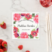 Rote Pflaumen Wasserfarbe Rosa Rosenkreidedesign Serviette (Beispiel)