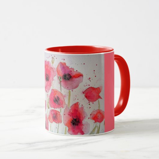 Rote Pflaumen Wasserfarben Damen Tasse Scarlet (VorderseiteRechts)