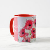 Rote Pflaumen Wasserfarben Damen Tasse Scarlet (Vorderseite Links)