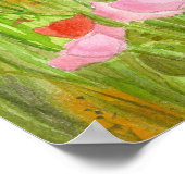 Rote Pflaumen Wasserfarbene Blume Picketzaun Poster (Ecke)