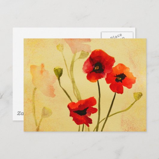 Rote Pflaumen Wasserfarbene Postkarte (Vorne/Hinten)