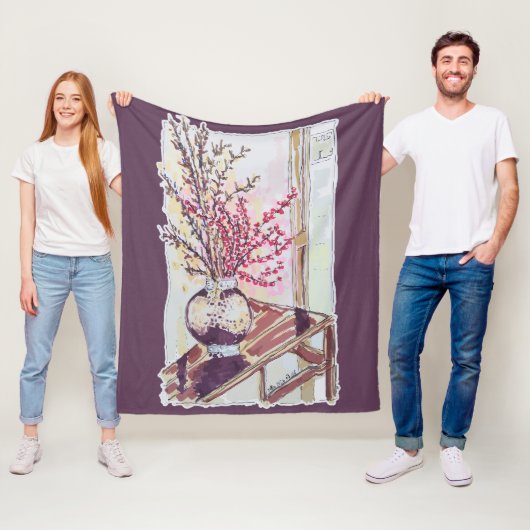 Rote Pflaumenblüten Fleecedecke (Beispiel)