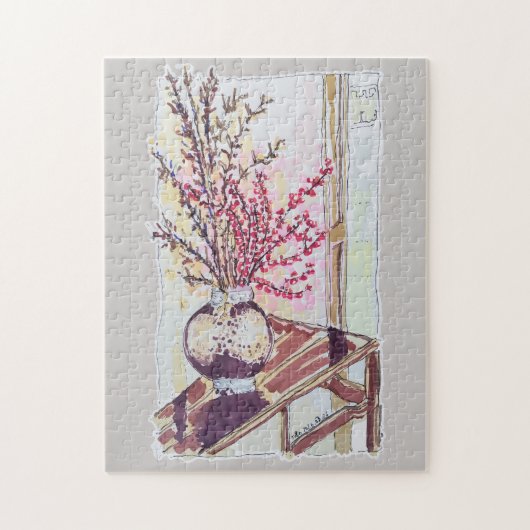 Rote Pflaumenblüten Puzzle (Vertikal)