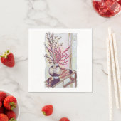Rote Pflaumenblüten Serviette (Beispiel)