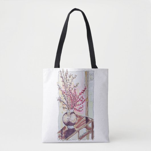 Rote Pflaumenblüten Tasche (Vorderseite)