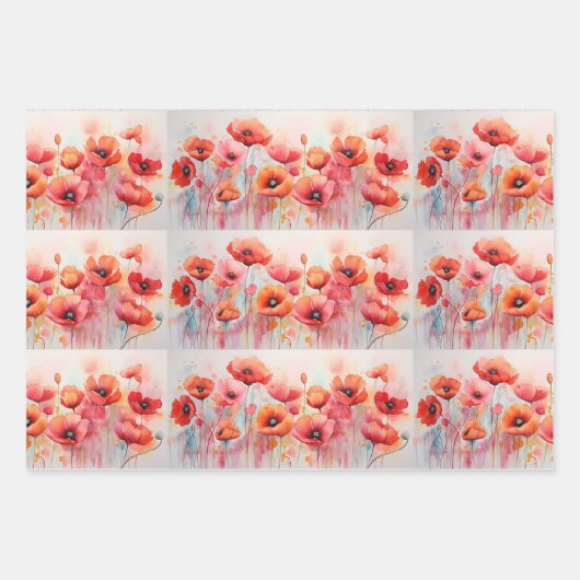 Rote Pflücke in einem Feldfarbmuster Geschenkpapier Set (Vorderseite 3)