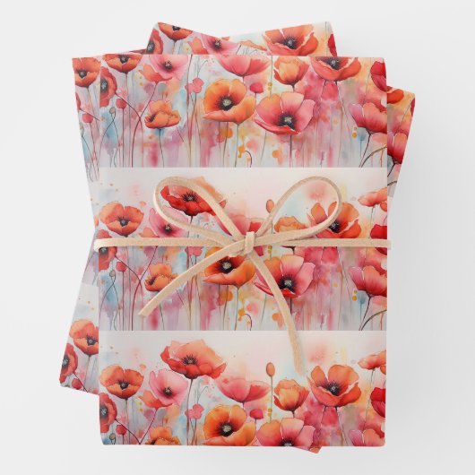 Rote Pflücke in einem Feldfarbmuster Geschenkpapier Set (Beispiel)