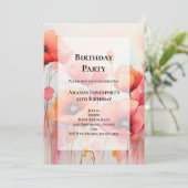 Rote Pflücke in einem Feldwasser Geburtstag Einladung (Stehend Vorderseite)