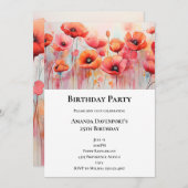 Rote Pflücke in einem Feldwasser Geburtstag Einladung (Vorne/Hinten)