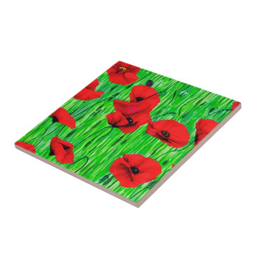 Rote Pflücke in einem grünen Feld Fliese (Seite)