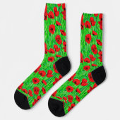 Rote Pflücke in einem grünen Feld Socken (Linkes Detail)