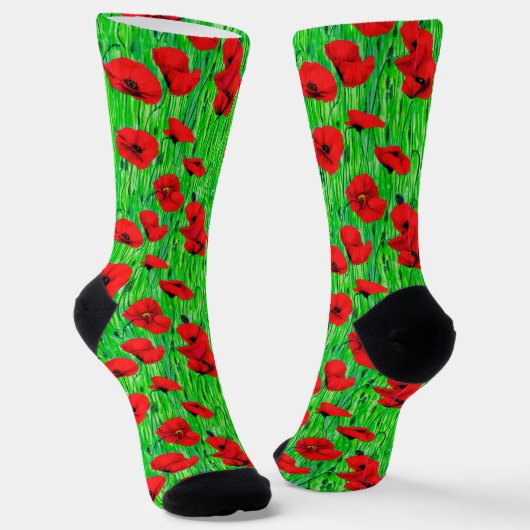 Rote Pflücke in einem grünen Feld Socken (Gewinkelt)