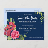 Rote Pflücke Rosa Hochzeit speichern das Datum Ankündigungspostkarte (Vorne/Hinten)