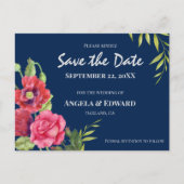 Rote Pflücke Rosa Hochzeit speichern das Datum Ankündigungspostkarte (Vorderseite)