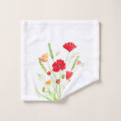 Rote Pfoten Blume Blumengarten Orange Badhandtuch Set (Waschlappen)