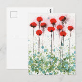Rote Pfoten Blume Wasserfarben Postkarte (Vorne/Hinten)