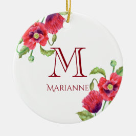 Rote Pfoten der Blumenart Monogram Keramikornament