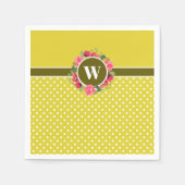 Rote Pfoten, Rosa Rosenblume Monogramm Serviette (Vorderseite)