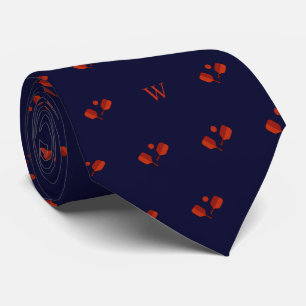Rote Pickleball-Schläger-Ball Monogramm Anfangsbuc Krawatte