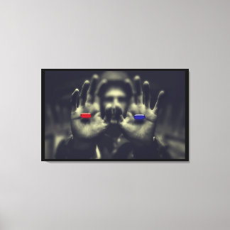 Rote Pille Blaue Pille Augenblick Erweckte Leinwan Leinwanddruck