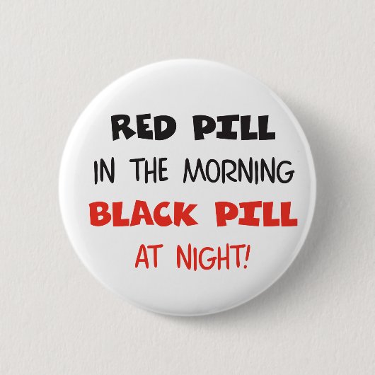 Rote Pillen-Schwarz-Pille Button (Vorderseite)