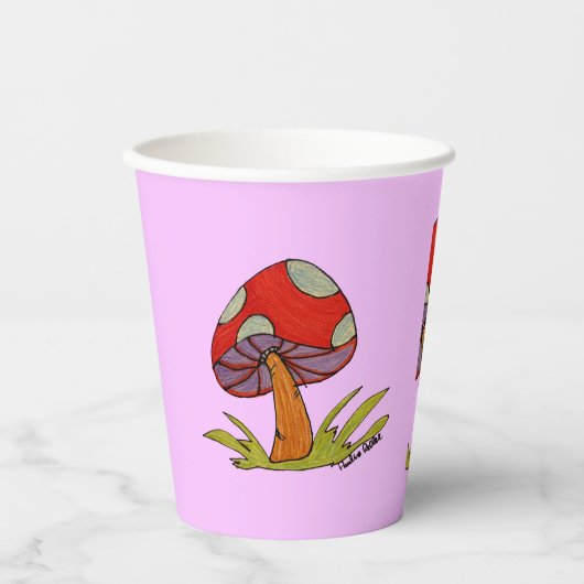 Rote Pilz-Kaffeetasse Pappbecher (Vorderseite)
