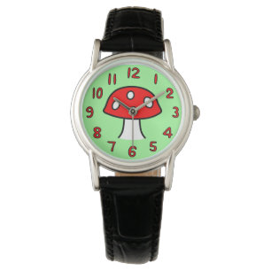 Rote Pilz-Uhr (Erwachsener) Armbanduhr