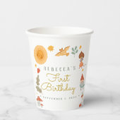 Rote Pilze aus Holz Babydusche Papiertüten Pappbecher (Vorderseite)