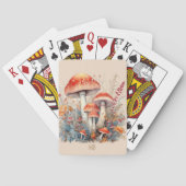 Rote Pilze Holzfussböden Monogramm Spielkarten (Rückseite)