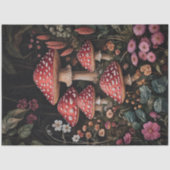 Rote Pilze in einem Fantasy-Wald Seidenpapier (Vorderseite)